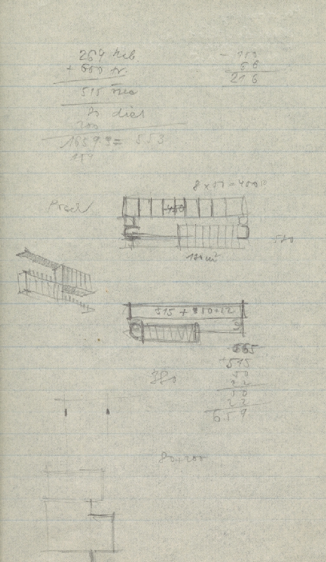 Vladimír Dedeček – Vysoká škola poľnohospodárska v Nitre. Skicár. Pätnásty list. 
