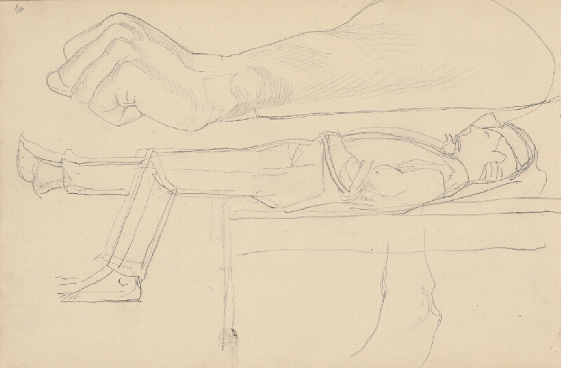 Ladislav Mednyánszky – Náčrt ruky a ležiacej mužskej figúry   