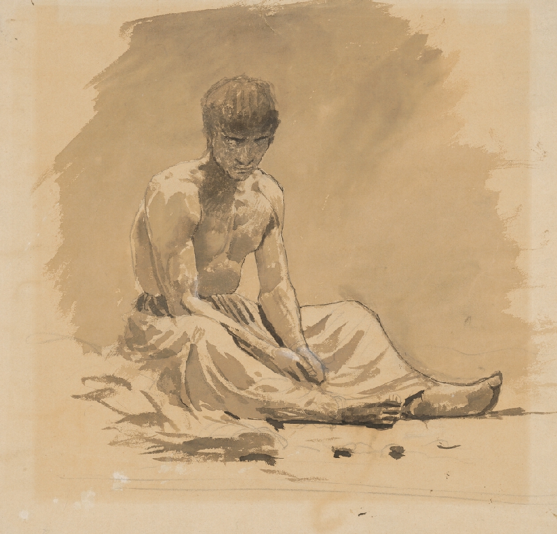 Ladislav Mednyánszky – Man Sitting Half-Naked 
