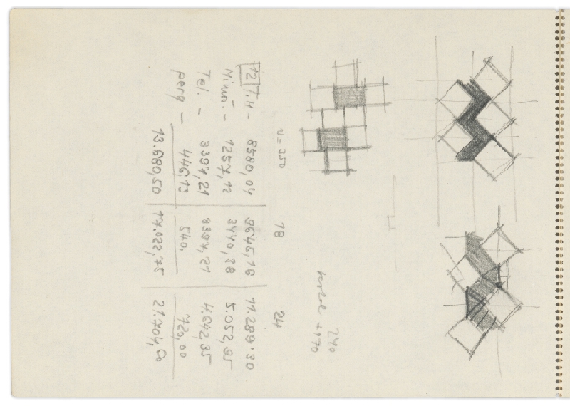 Vladimír Dedeček – Vysoká škola poľnohospodárska v Nitre. Skicár. Tridsiaty deviaty list. 