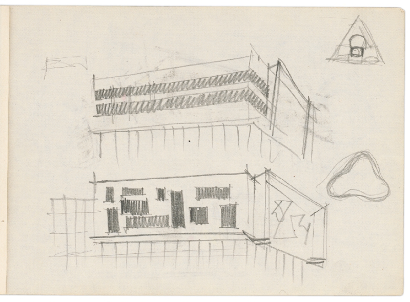 Vladimír Dedeček – Vysoká škola poľnohospodárska v Nitre. Skicár. Šestnásty list. 