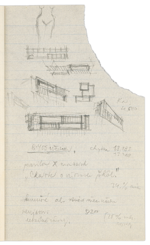 Vladimír Dedeček – Vysoká škola poľnohospodárska v Nitre. Skicár. Dvanásty list. 