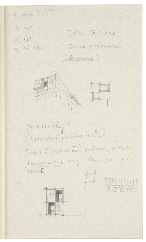 Vladimír Dedeček – Vysoká škola poľnohospodárska v Nitre. Skicár. Trinásty list. 