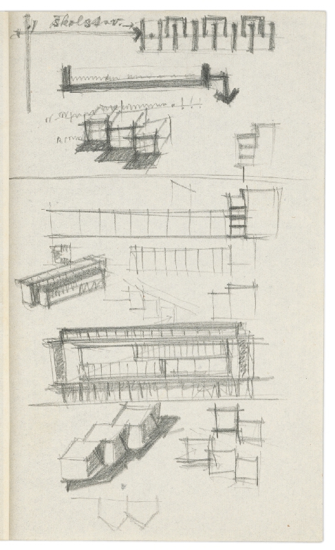 Vladimír Dedeček – Vysoká škola poľnohospodárska v Nitre. Skicár. Štrnásty list. 