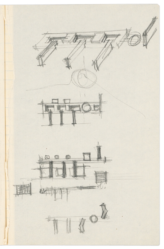 Vladimír Dedeček – Vysoká škola poľnohospodárska v Nitre. Skicár. Sedemnásty list. 
