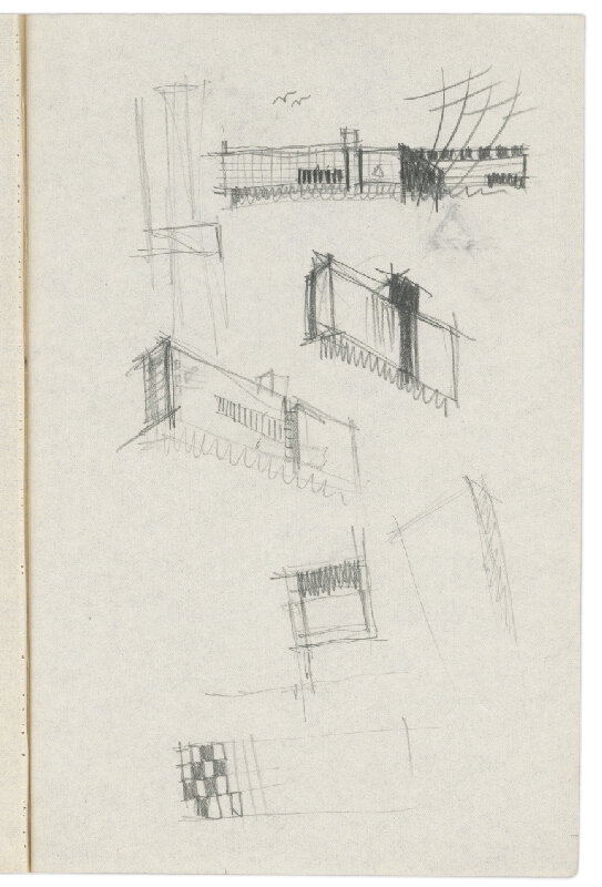 Vladimír Dedeček – Vysoká škola poľnohospodárska v Nitre. Skicár. Štyridsiaty štvrtý list. 