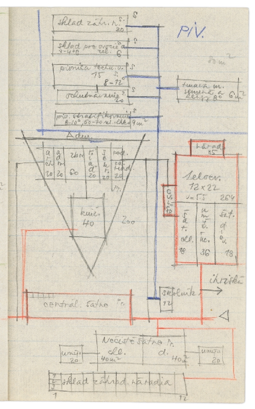 Vladimír Dedeček – Vysoká škola poľnohospodárska v Nitre. Skicár. Šiesty list. 