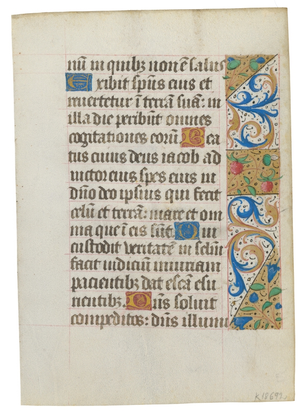 Neznámy autor – Folio neznámeho rukopisu, pravdepodobne Knihy hodiniek 