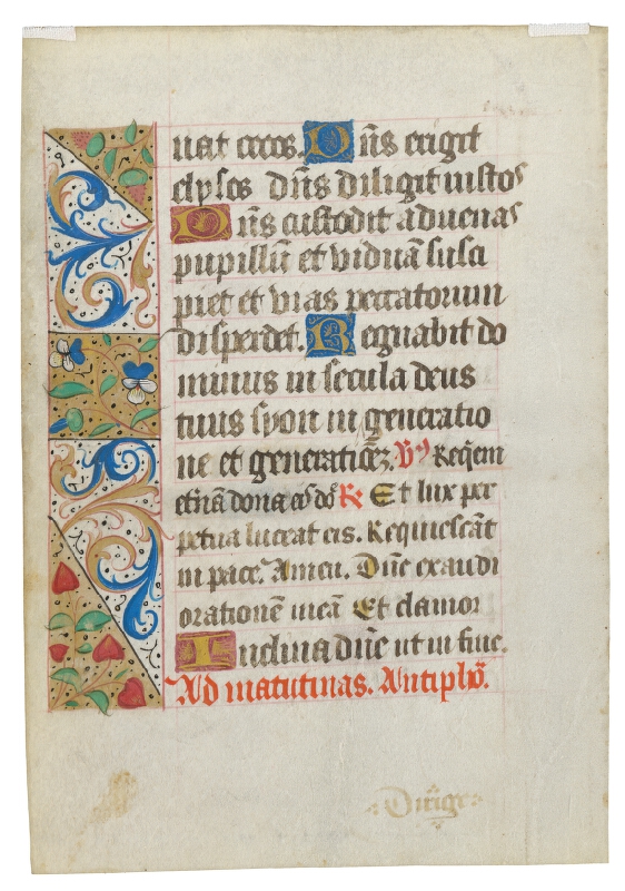 Neznámy autor – Folio neznámeho rukopisu, pravdepodobne Knihy hodiniek 