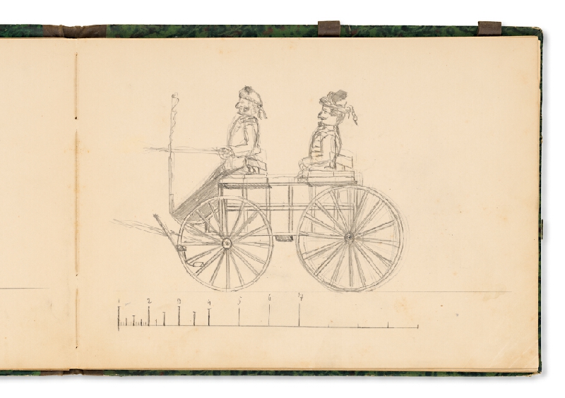 Július Odescalchi – Náčrt koča  s kočišom a cestujúcim (obojstranne) 