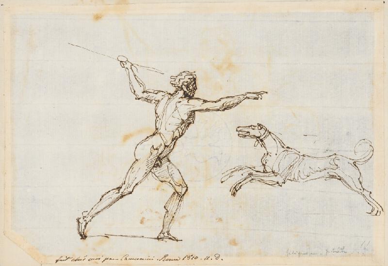 Vincenzo Camuccini – Figurálna štúdia muža vrhajúceho oštep a psa v skoku 