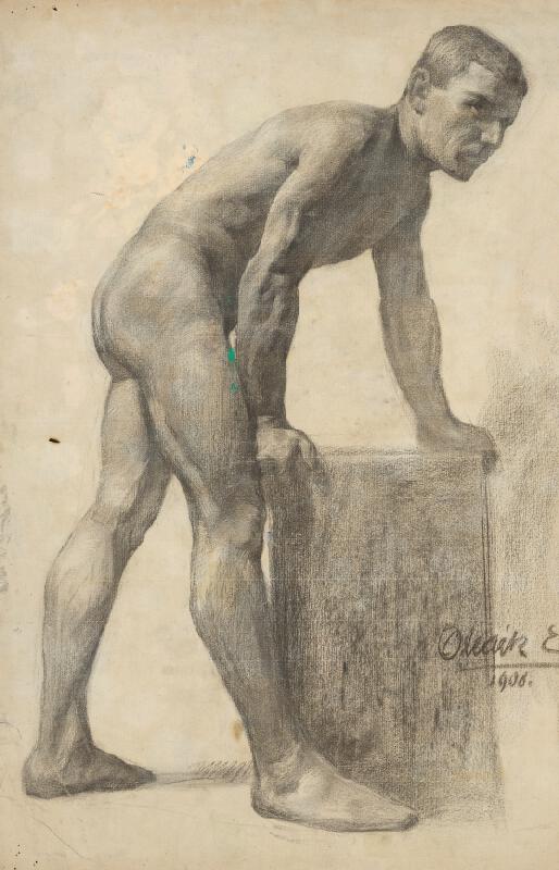 Emil Alexay-Olexák – Study of Male Nude - From the Side 