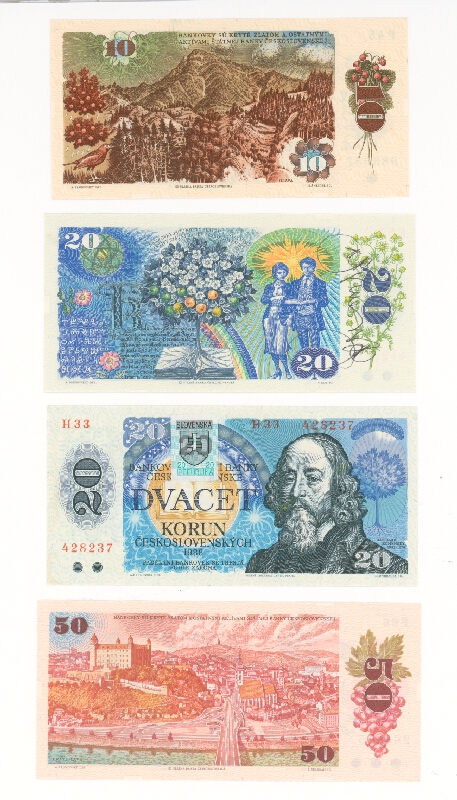 Albín Brunovský – Návrh bankoviek so signatúrou I. - IV. 