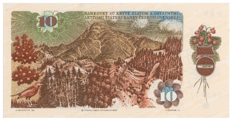 Albín Brunovský – Návrh bankoviek so signatúrou I. Desať korún. 