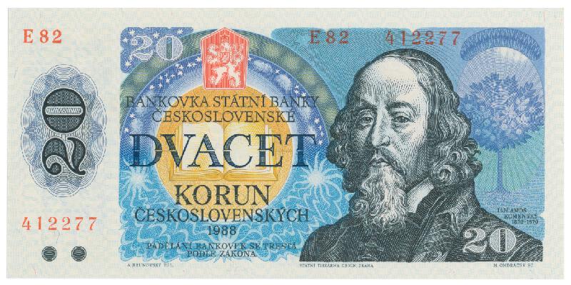 Albín Brunovský – Návrh bankoviek so signatúrou I. Dvadsať korún. 