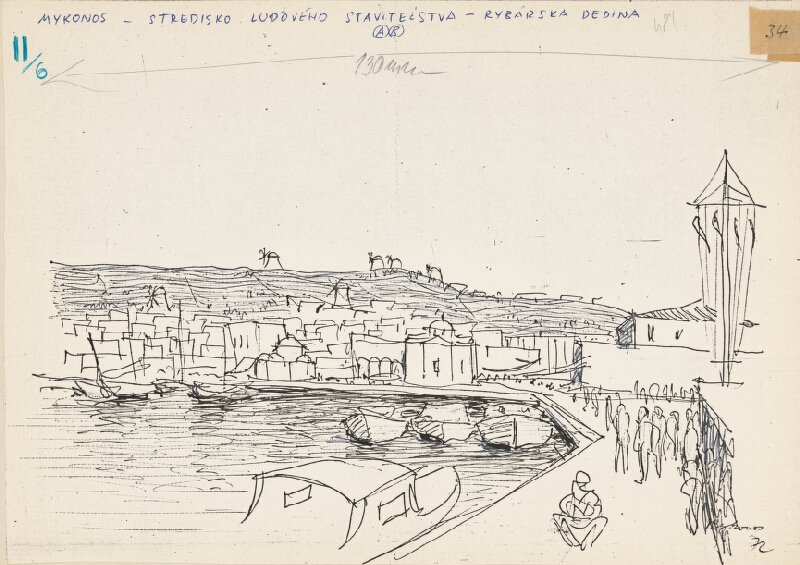 Emanuel Hruška – Rukopis knihy K tvorbe urbanistického prostredia. Rybárska dedina Mykonos - ostrov v Kykladách. 