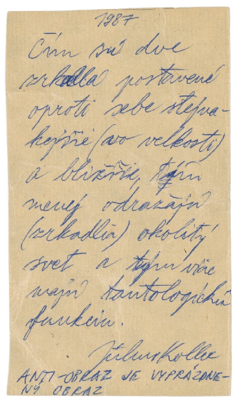 Július Koller – Archív JK/Čím sú dve zrkadlá... 