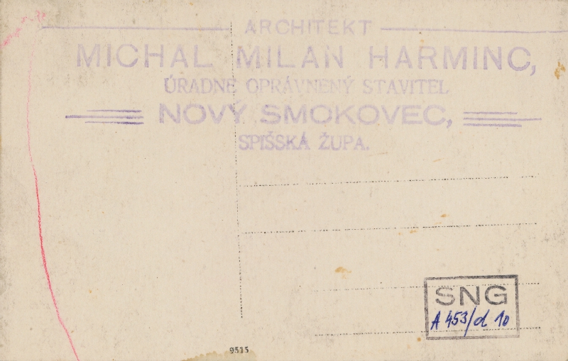 Milan Michal Harminc – Sanatórium Dr. Szontágha v Novom Smokovci. Celkový pohľad od juhovýchodu.  