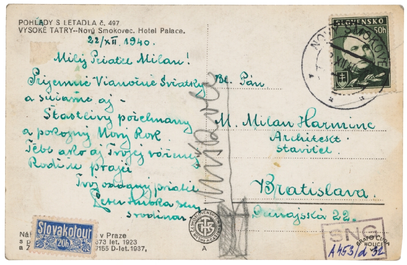 Milan Michal Harminc – Hotel Palace v Novom Smokovci. Letecký pohľad 