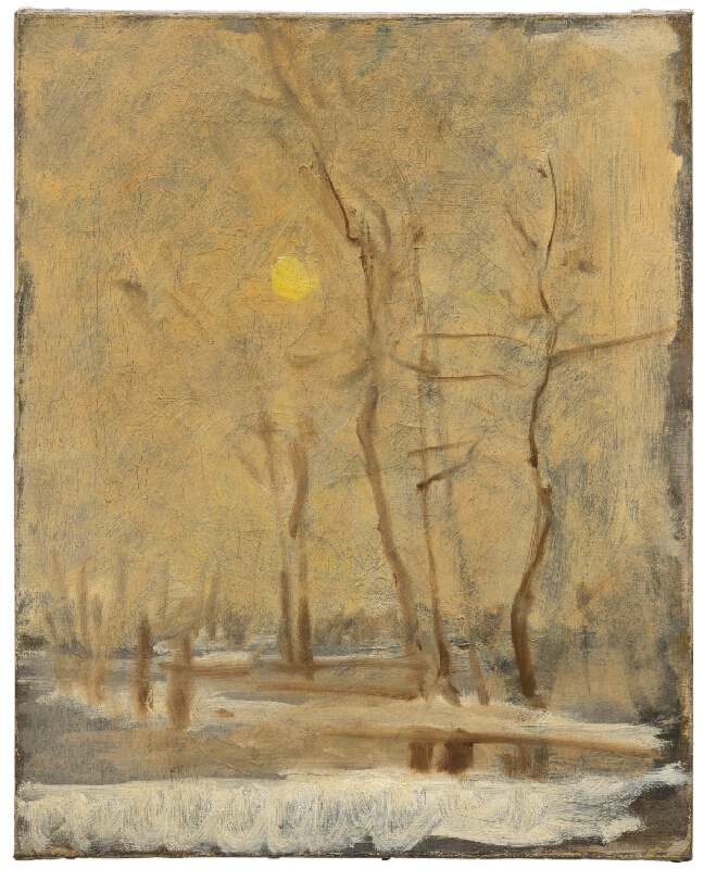 Ladislav Mednyánszky – Winter Sun in a Landscape with a Brook. Motif from Strážky 