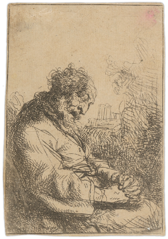 Stredoeurópsky majster z 18. storočia – Štúdia spiaceho starca 