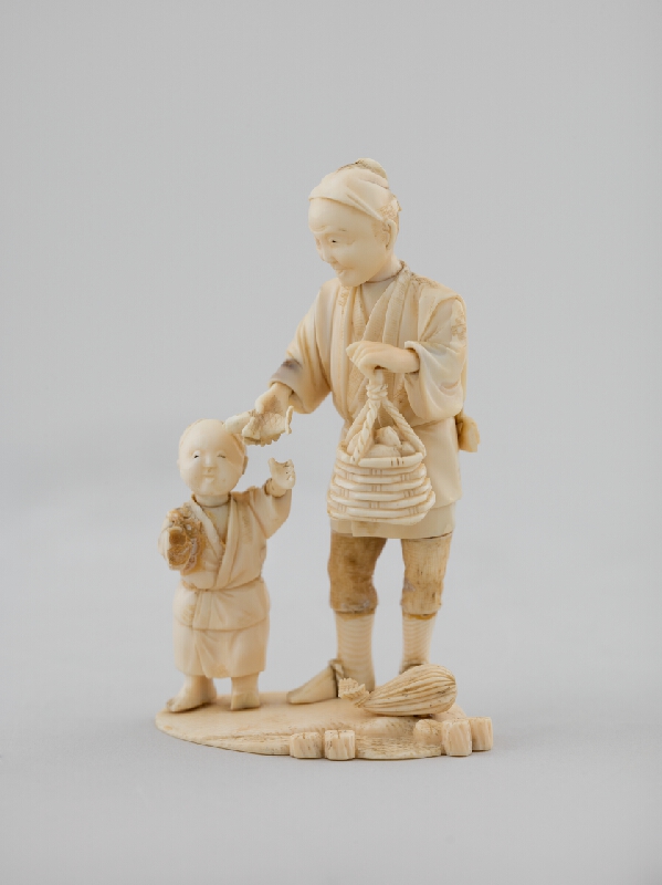 Japonský autor – Okimono - Fisherman with Boy 