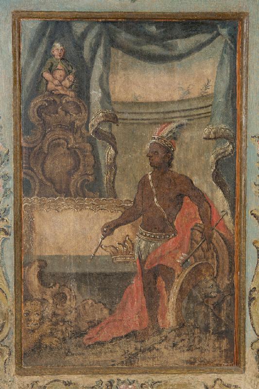 Stredoeurópsky autor z 2. polovice 18. storočia – Maľovaná skriňa s alegóriami štyroch svetadielov 