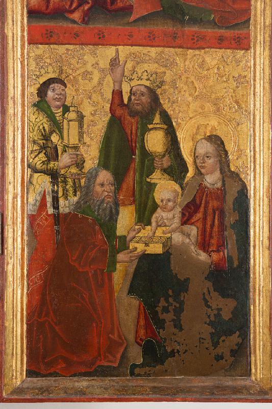 Slovenský maliar z 1. štvrtiny 16. storočia – Navštívenie, Klaňanie Troch kráľov. Svätý Damián - rub 
