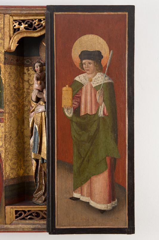Slovenský maliar z 1. štvrtiny 16. storočia – Navštívenie, Klaňanie Troch kráľov. Svätý Damián - rub 