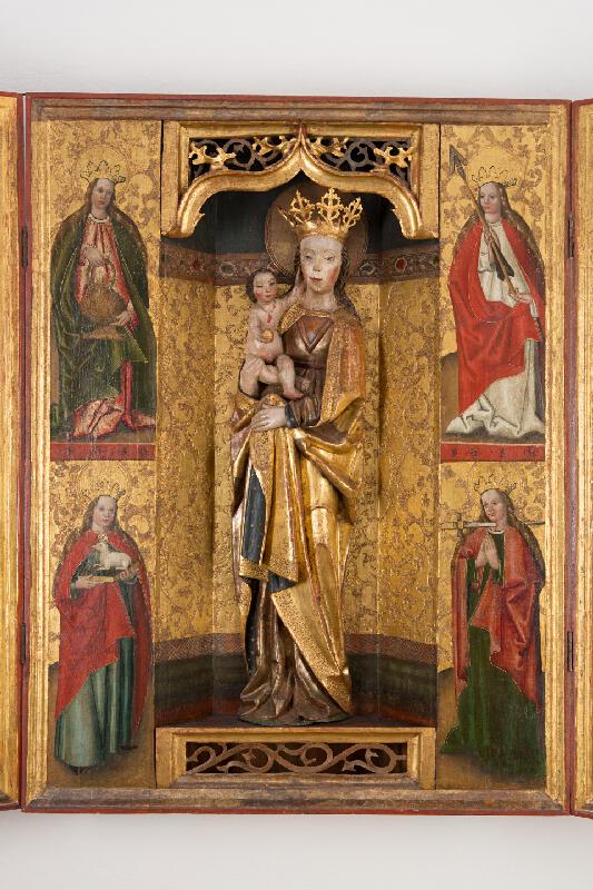 Slovenský maliar dúbravských oltárikov z 1. štvrtiny 16. storočia – Oltárna skriňa s maľovaným štvordelením:sv.Dorota,sv.Agnesa,sv.Uršula,sv.Lucia 