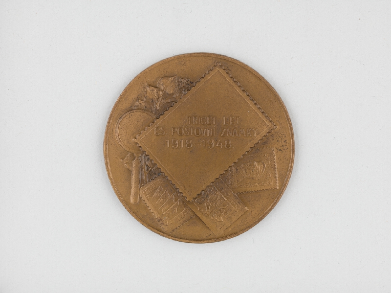 Andrej Peter – Medaila na pamäť 30.výročia čs.poštovej známky 1918-1948 - reverz 