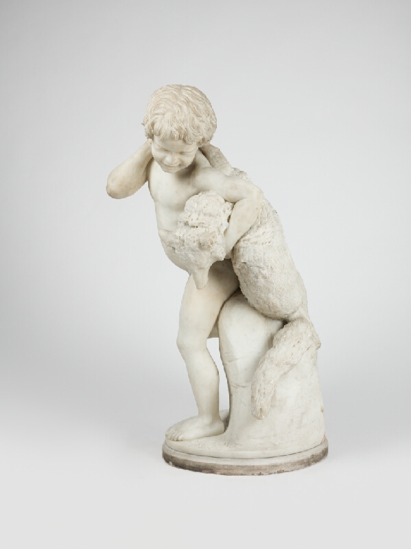 Nemecký sochár z konca 19. storočia – Chlapček so psíkom 