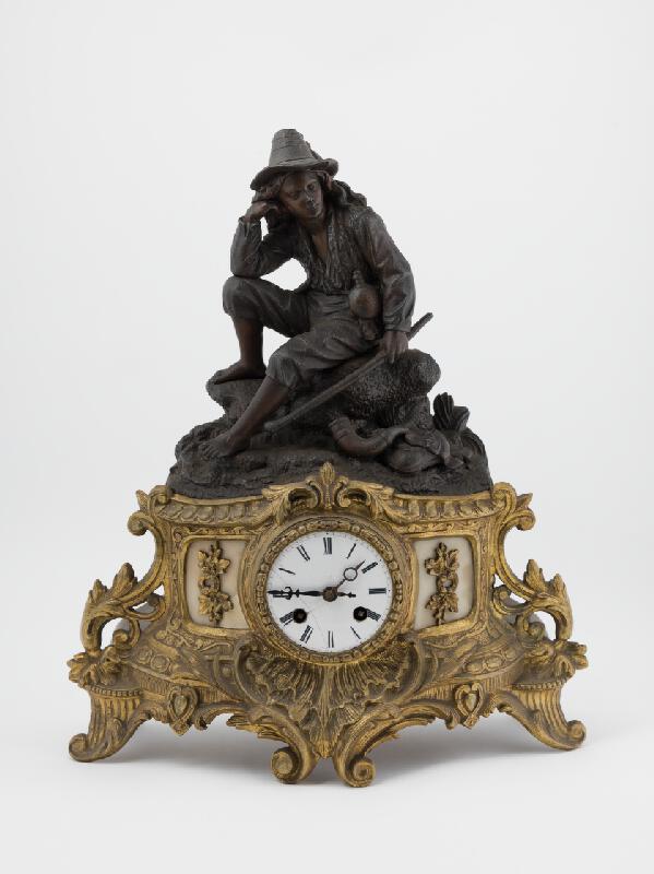 Stredoeurópsky hodinár z 2. polovice 19. storočia – Stolové hodiny s Dávidom ako pastierom 