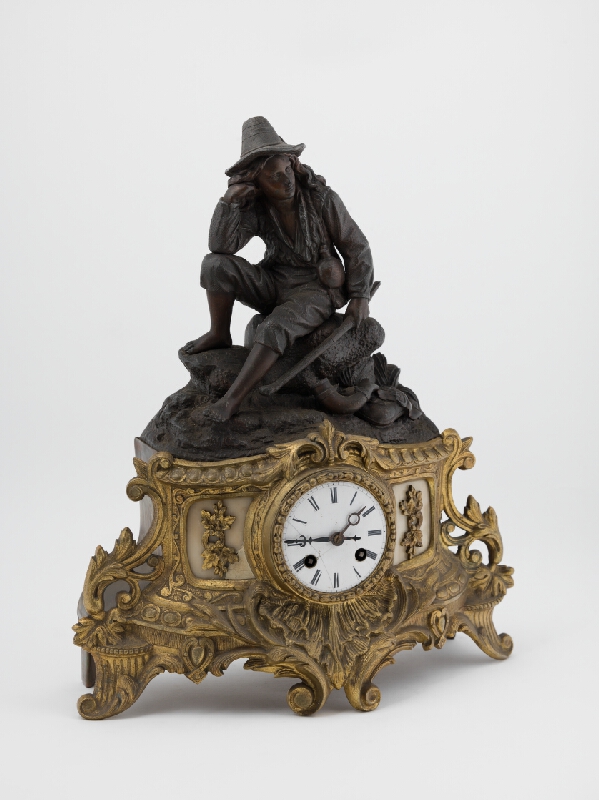 Stredoeurópsky hodinár z 2. polovice 19. storočia – Stolové hodiny s Dávidom ako pastierom 