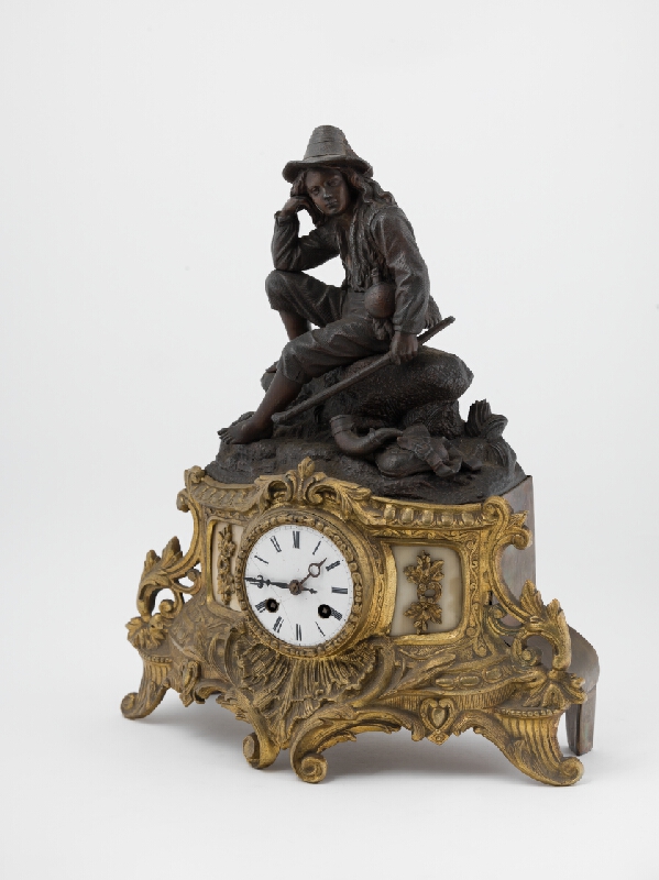 Stredoeurópsky hodinár z 2. polovice 19. storočia – Stolové hodiny s Dávidom ako pastierom 