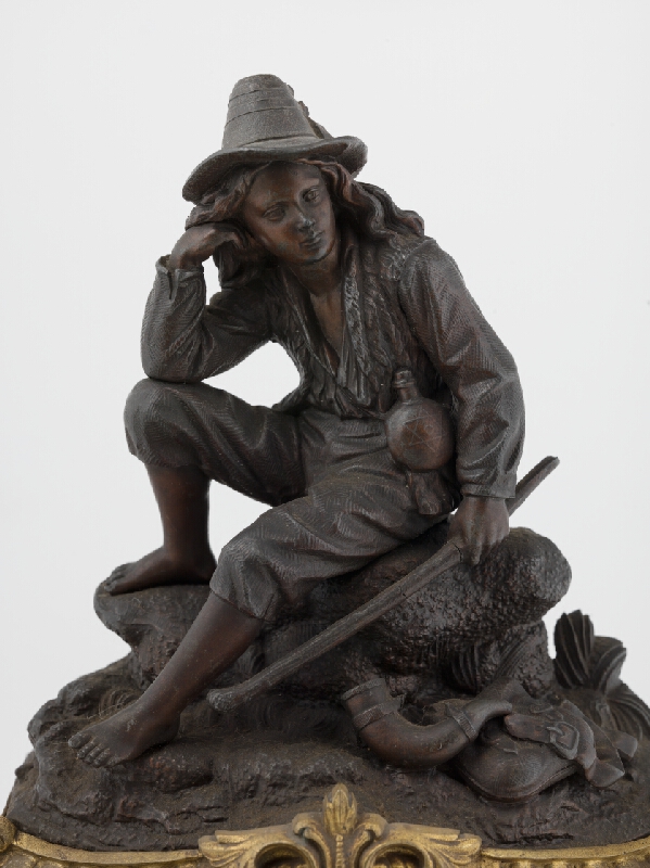 Stredoeurópsky hodinár z 2. polovice 19. storočia – Stolové hodiny s Dávidom ako pastierom 