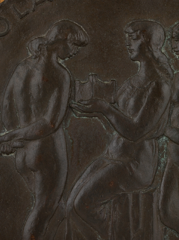 Rudolf Pribiš – Tri ženské alegorické postavy - medaila pre VŠVU v Bratislave - averz 