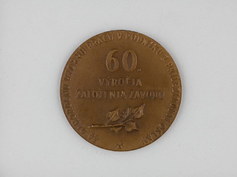 Andrej Peter – Medaila - 60.výroč. založenia cementárne V.Širokého v Lietavskej Lúčke 1901-1961 
