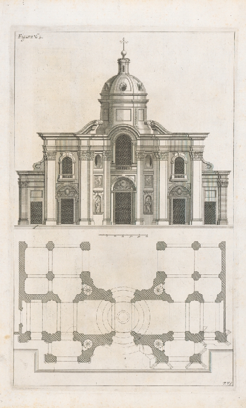 Andrea Pozzo, Giacomo Böemo Komarek – Fig.63. - Projekt a výška v kostole sv.Ignára B.Luigiho v budove Collegio Romaine 