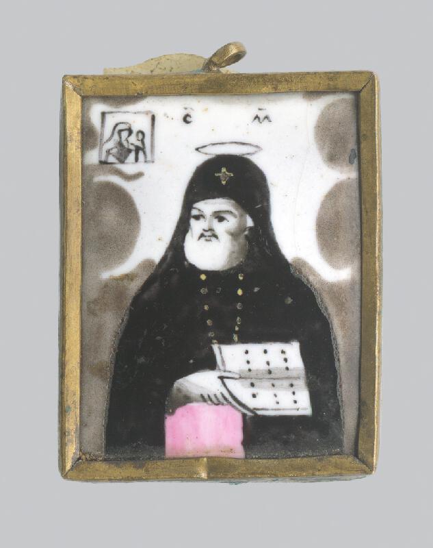 Ruský emailér - miniaturista z 19. storočia – Medailón Sväty Mitrofan - prívesok 