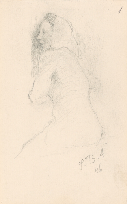 Andor Borúth – Sediaca žena v šatke 