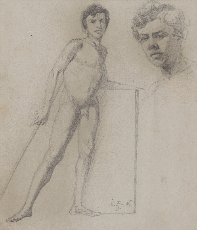 Ferdinand Katona – Ľavou rukou podopretá chlapčenská postava,portrét chlapca 