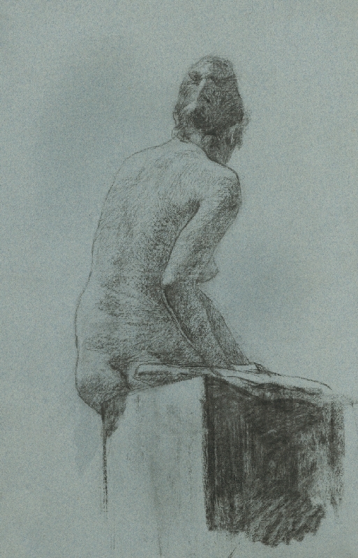 Ákos Aranyossy – Štúdia aktu sediacej ženy 