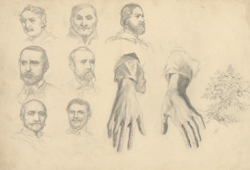 František Klimkovič – Štúdia mužských hláv, ruky 