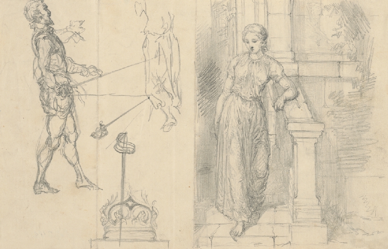 Klimkovič – a/ Štúdia ženských postáv a šermiara 