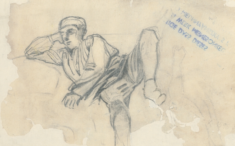 Ladislav Mednyánszky – Štúdia podopierajúceho chlapca 