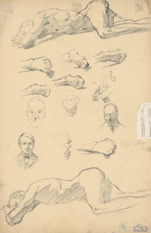 Ernest Rákosi – Skice postáv, mužských hláv a nôh 
