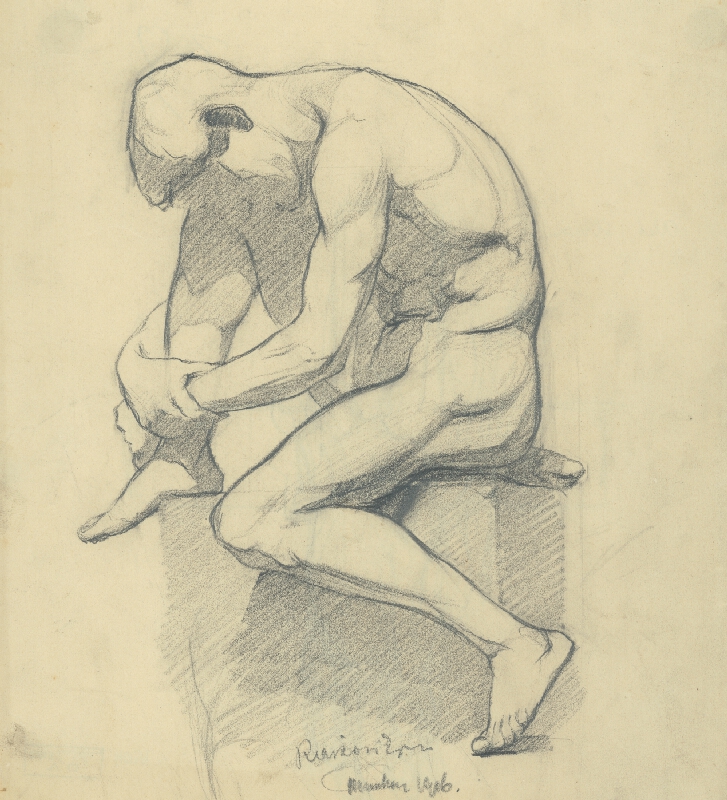 Ernest Rákosi – Štúdia sediaceho mužského aktu 