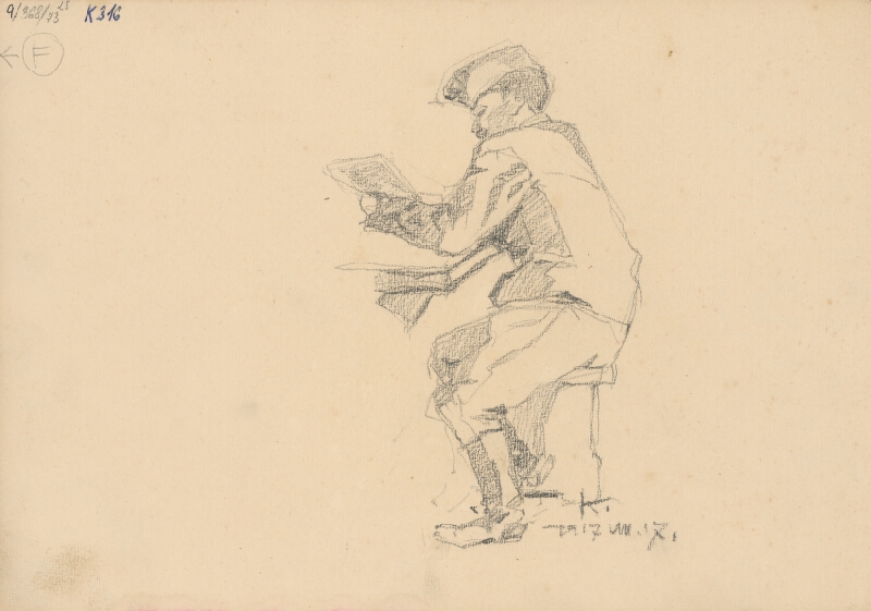 Július Koreszka – Sediaci vojak pri stole 