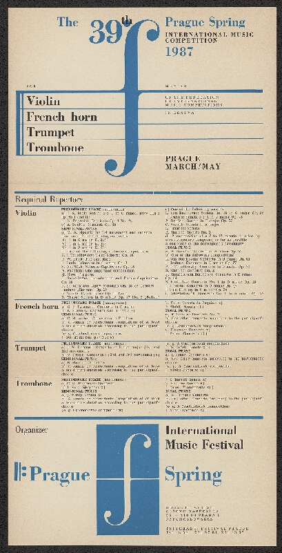 Jiří Rathouský – The 39th Prague Spring int. Music Competiton 1987. Violin, french horn trumpet, trombone 